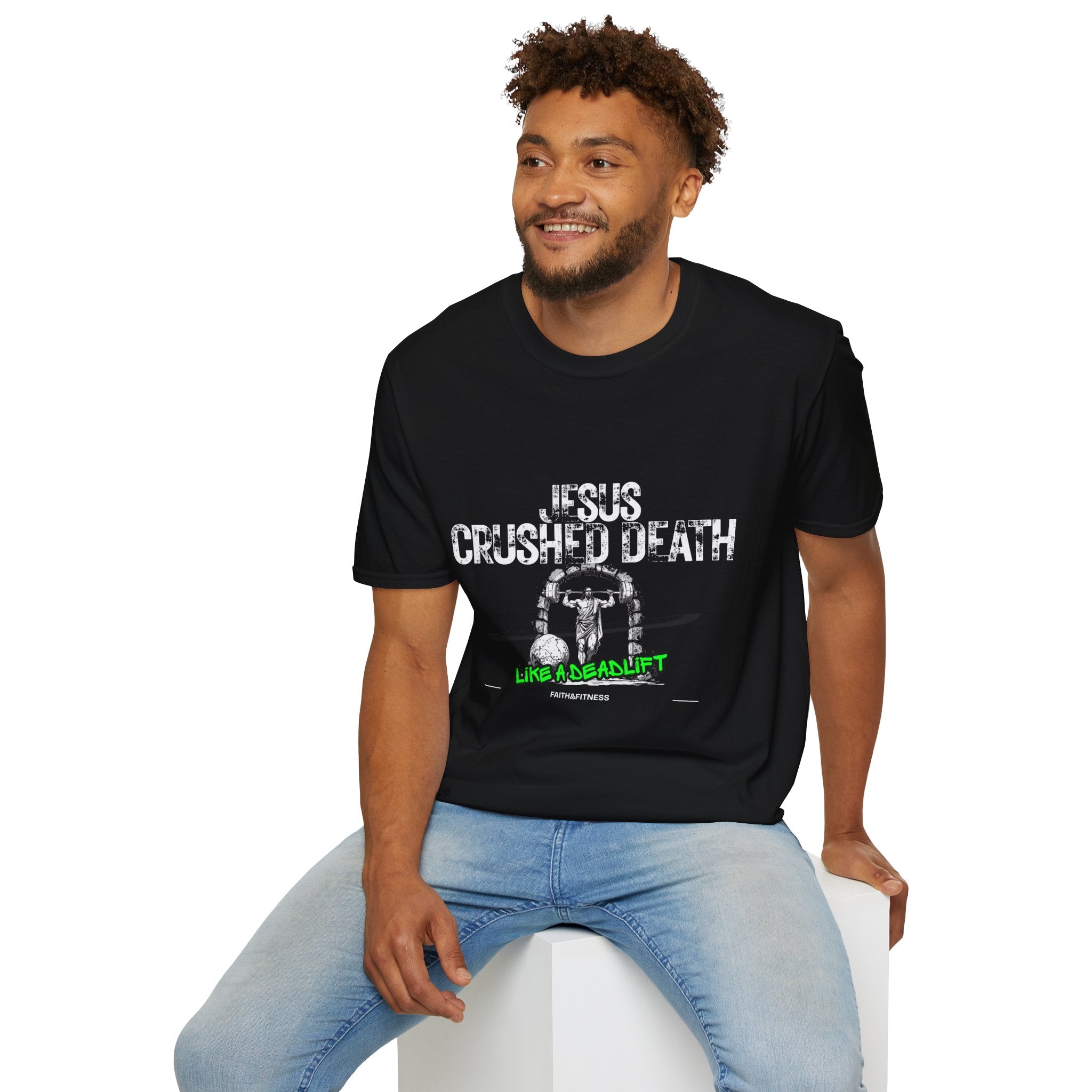 Faith & Fitness Easter T-Shirt — "Jesus Crushed Death Like a Deadlift"