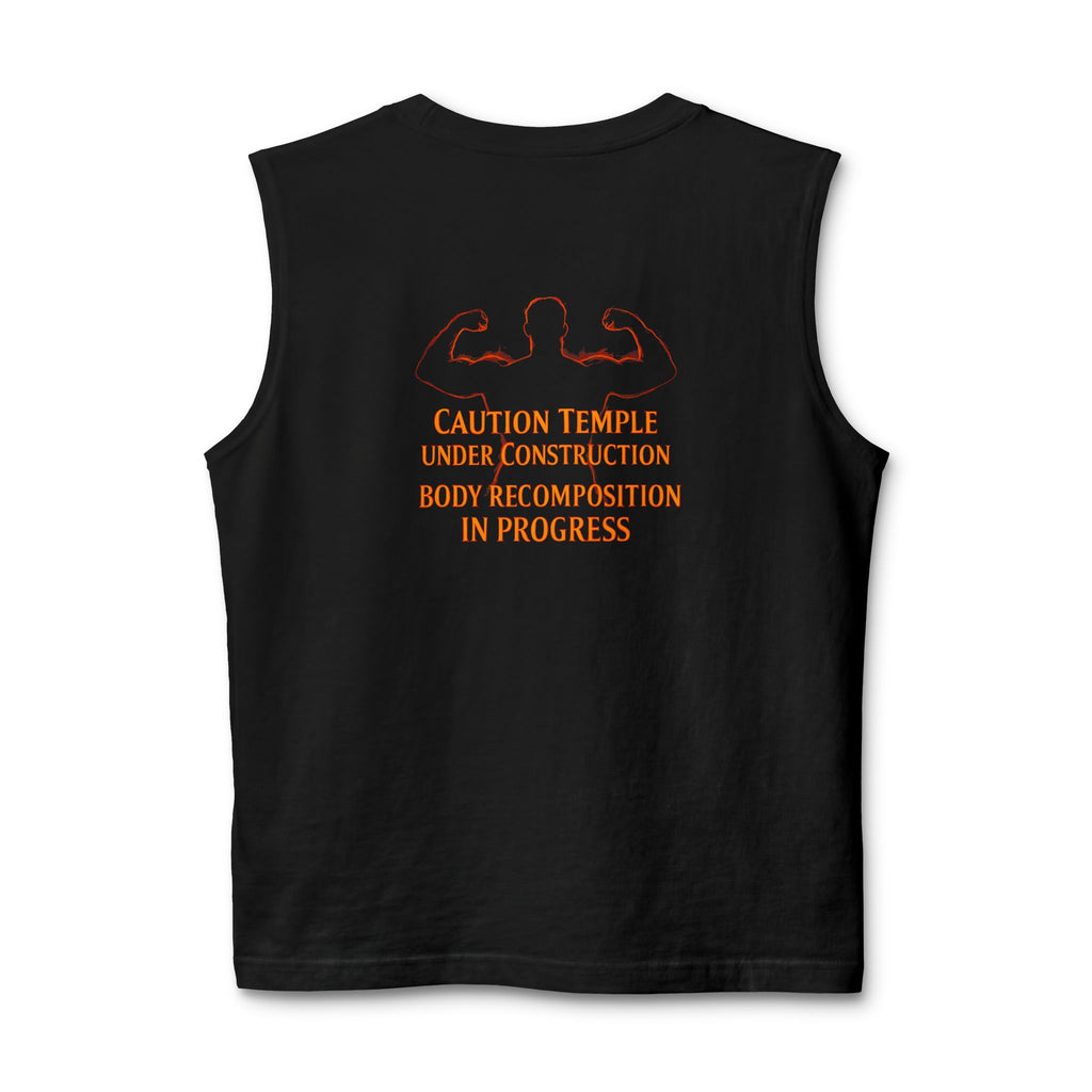 Muscle Tank — "Caution Temple Under Construction: Body Recomposition in Progress" Gym Tank Top