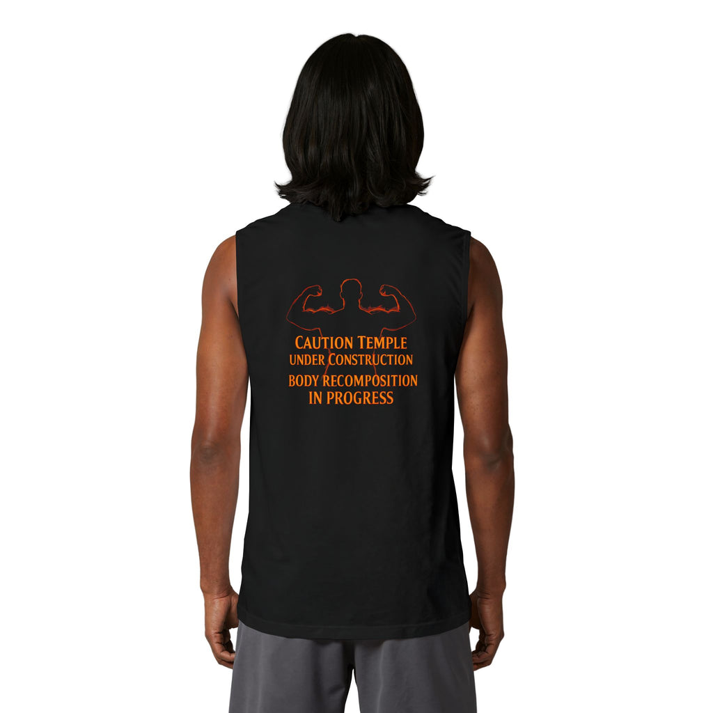 Muscle Tank — "Caution Temple Under Construction: Body Recomposition in Progress" Gym Tank Top