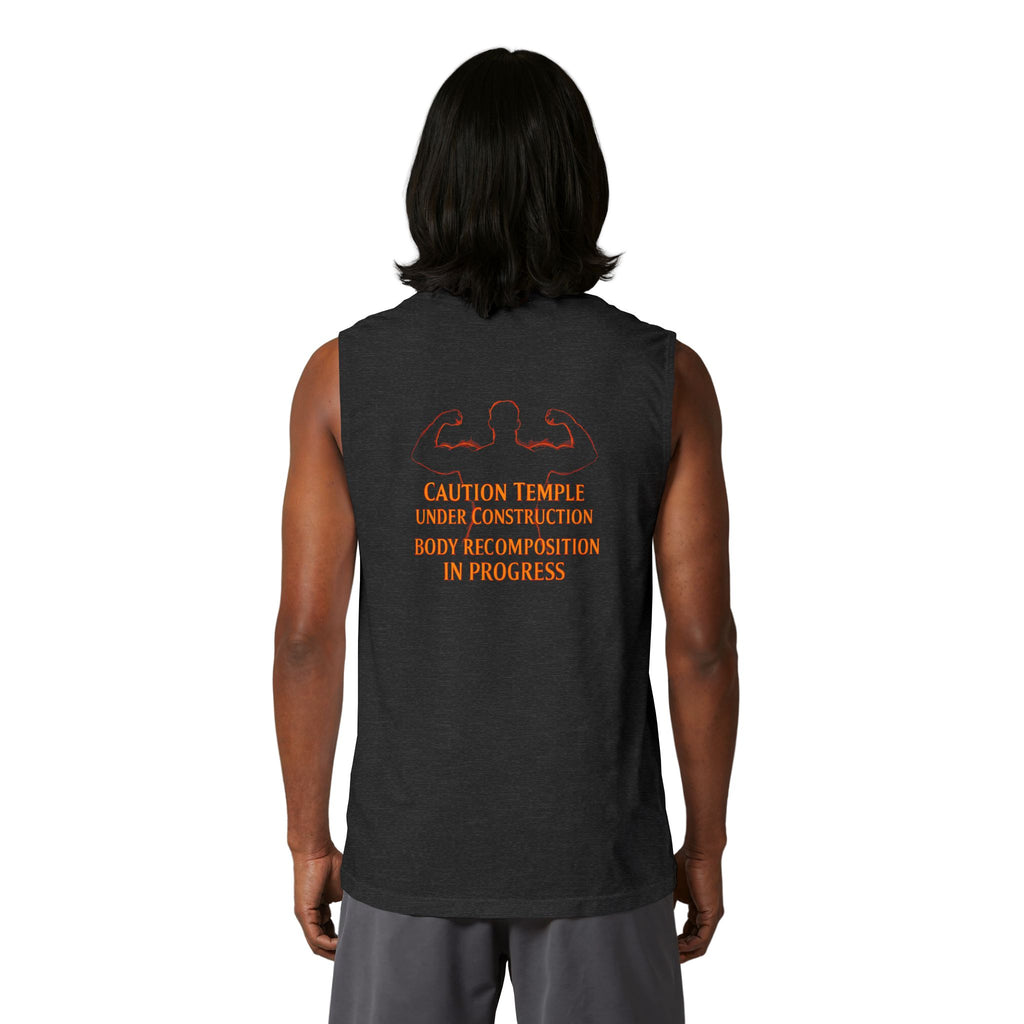 Muscle Tank — "Caution Temple Under Construction: Body Recomposition in Progress" Gym Tank Top
