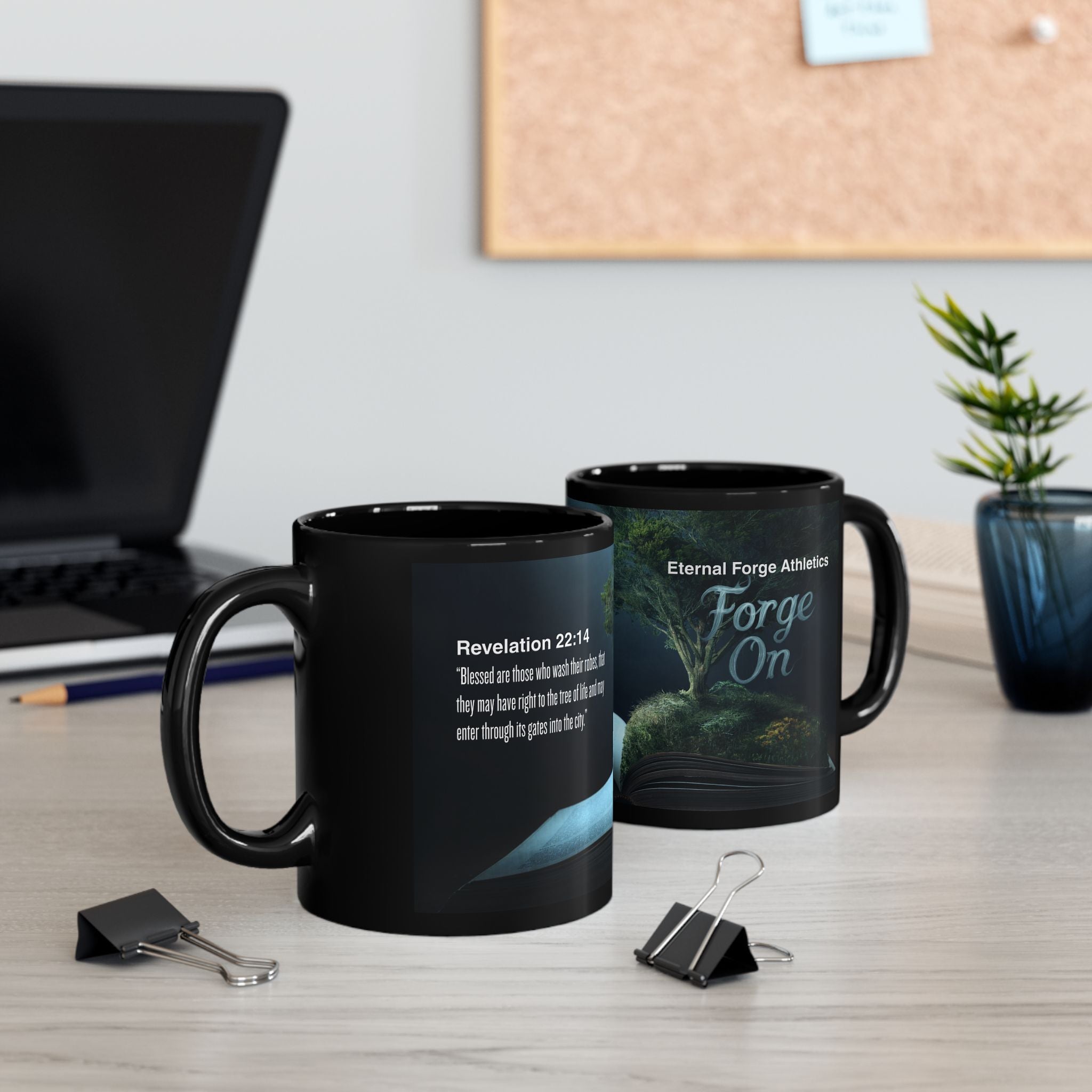Forge On Black Mug — Inspirational Athletic Coffee Cup (Eternal Forge Athletics)